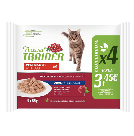 Natural Trainer Mantenimento umido Flowpack Gatti Adult manzo