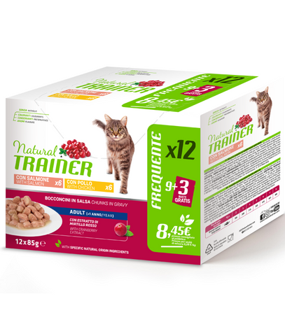 Natural Trainer Mantenimento multipack umido Gatti Adult salmone e pollo