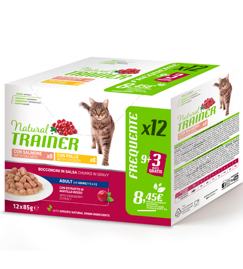 Natural Trainer Mantenimento multipack umido Gatti Adult salmone e pollo