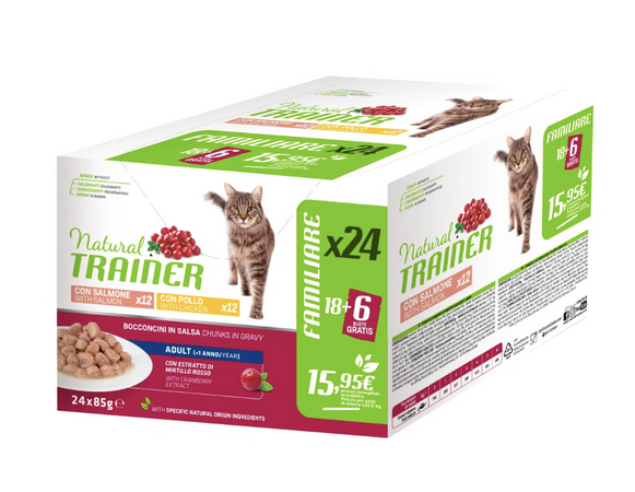 Natural Trainer Mantenimento multipack umido Gatti Adult salmone e pollo