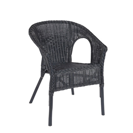 Poltrona "Allis" con braccioli, struttura in rattan, impilabile, per esterno