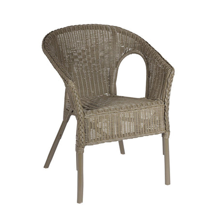 Poltrona "Allis" con braccioli, struttura in rattan, impilabile, per esterno