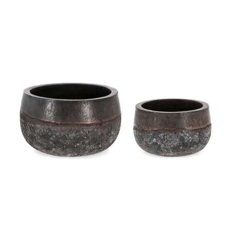 Vasi "Duyen" struttura tonda in terracotta smaltata per esterno set da 2