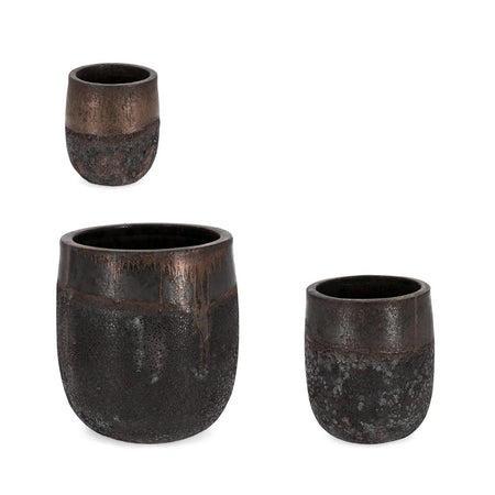 Vasi "Duyen" struttura alta in terracotta smaltata per esterno set da 3