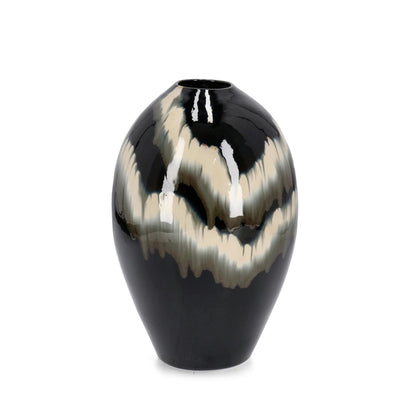 Vaso Coira bombato in terracotta smaltata per uso esterno h 42 cm