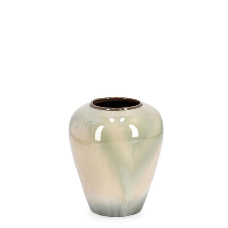 Vaso "Coira" bombato in terracotta smaltata per uso esterno h 30 cm