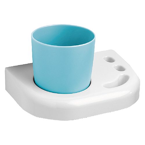 PORTABICCHIERE cm 16 PER BAGNO IN PLASTICA BIANCA -NO BICCHIERE - DF 208514