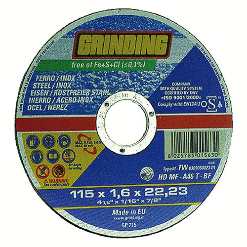 MOLA ABRASIVA PER INOX/FERRO ø 115 X 1,6 CONF. DA PZ 50 - DF 501061
