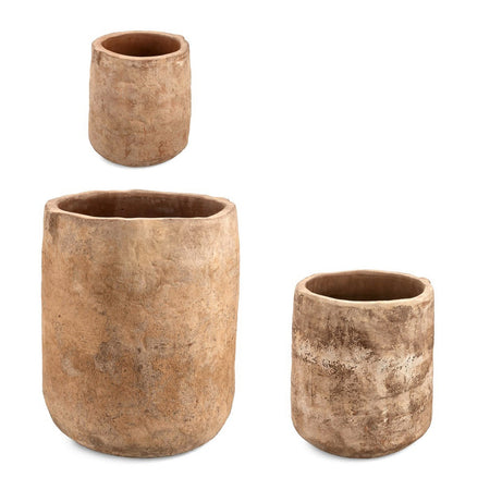 Vasi "Minh" alto in Terracotta brunita per uso interno ed esterno set da 3
