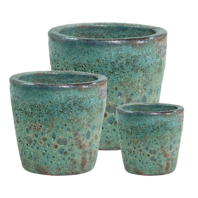 Vasi Duyen struttura in terracotta smaltata per esterno set da 3