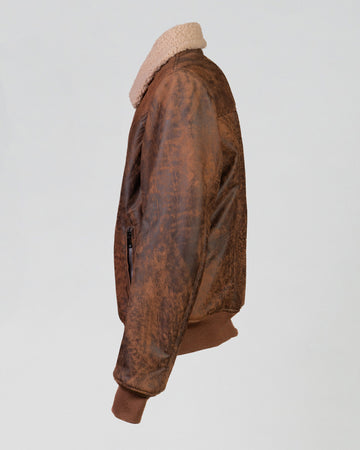 Teo Bis - Bomber Uomo in Eco Montone Testa di Moro