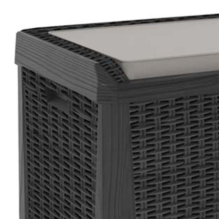 Baule in resina cassapanca multiuso da esterno con ruote lt 560 effetto Rattan 149 cm