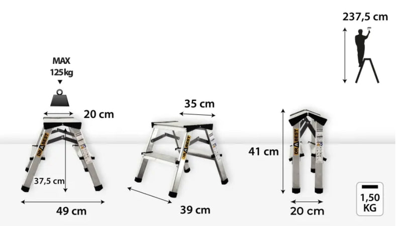 Drabest scala in alluminio doppia facciata 2x2 portata 125kg