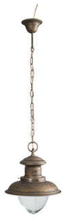 Biscottini Lampadario Biscottini Sospensione Vecchia Marina Ottone Invecchiato Vetro 30x98