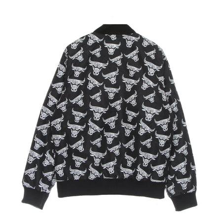 NEW ERA Giubbotto Bomber Uomo Nba All Over Print Distressed Logo Bomber Jacket Chibul Black da uomo
