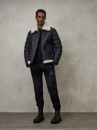 Blauer Giubbino uomo in pelle imbottito capospalla uomo