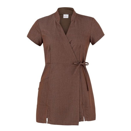 Kimono Donna Paola Jeans Marrone Manica Corta Kimono Elasticizzato Estetista Parrucchiera Massaggi