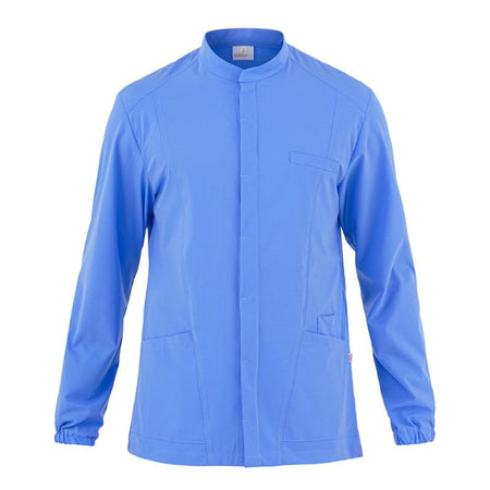 Casacca Luca Azzurro Casacca Infermiere Medicale Manica Lunga No Stiro Microfibra Superleggera