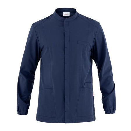Casacca Luca Blu Casacca Infermiere Medicale Manica Lunga No Stiro Microfibra Superleggera