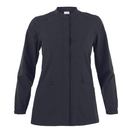 Casacca Lia Nero Casacca Donna Infermiera Medicale Manica Lunga No Stiro Microfibra Superleggera