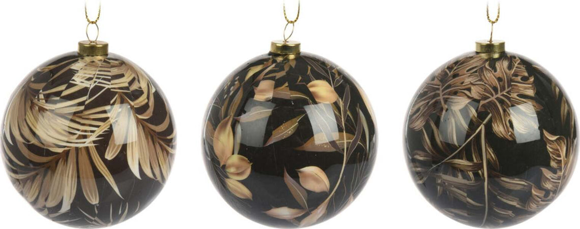 24 Palline per albero di natale in vetro Foglie oro Nero Tinta Unita Ø 10 cm Casa e cucina/Decorazioni per interni/Addobbi e decorazioni per ricorrenze/Decorazioni natalizie/Addobbi e decorazioni/Palle e palline MagiediNatale.it - Altamura, Commerciovirtuoso.it