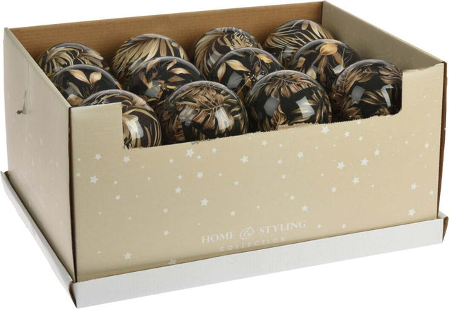 24 Palline per albero di natale in vetro Foglie oro Nero Tinta Unita Ø 10 cm Casa e cucina/Decorazioni per interni/Addobbi e decorazioni per ricorrenze/Decorazioni natalizie/Addobbi e decorazioni/Palle e palline MagiediNatale.it - Altamura, Commerciovirtuoso.it