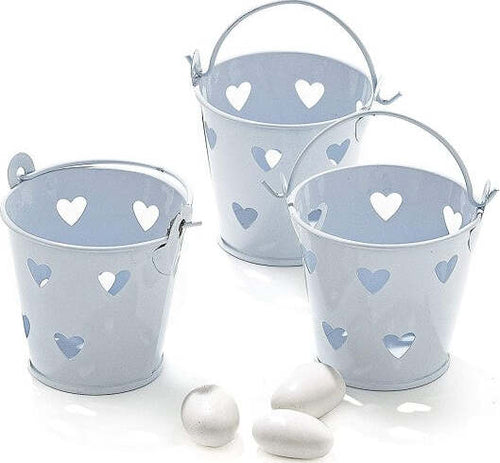 24-X-Secchielli-Bianchi-Con-Cuori-In-Latta-Verniciata-Portaconfetti-Bomboniera