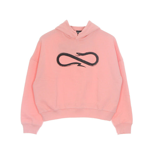 PROPAGANDA Felpa Leggera Cappuccio Corta Donna Logo Crop Top Hoodie Pink/black da donna