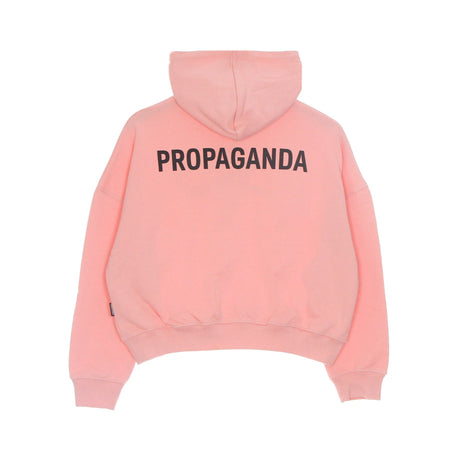 PROPAGANDA Felpa Leggera Cappuccio Corta Donna Logo Crop Top Hoodie Pink/black da donna
