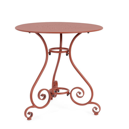 Tavolino tondo Etienne colorato in acciaio da giardino e bar per esterno