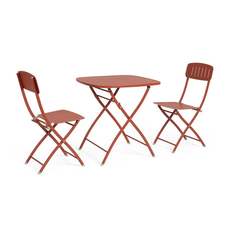 Set tavolo con 2 sedie "Bistrot" in acciaio verniciato per esterno