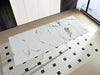 Tavolo Arcturus con gambe in ferro e piano in ceramica, design moderno, 160/240 x 110 x h 75 cm