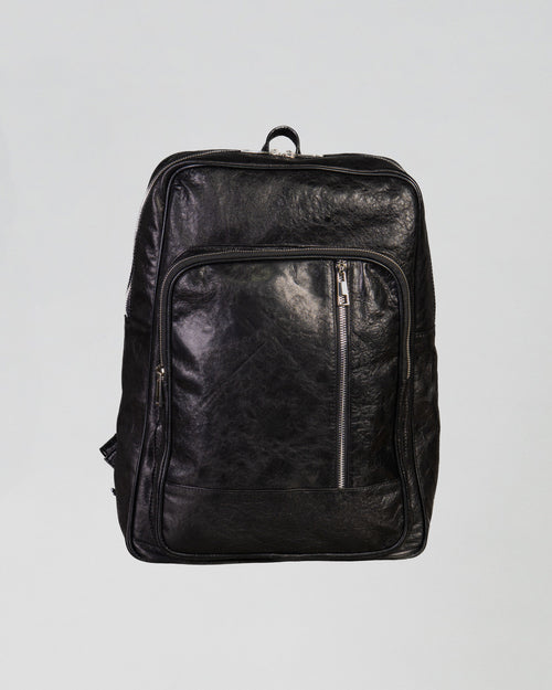 Catigliano - Zaino Nero In Vera Pelle