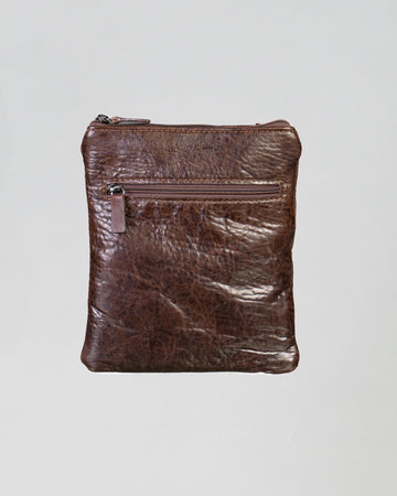 Thiago Bis - Borsello da Uomo in Vera Pelle Testa di Moro Martellata