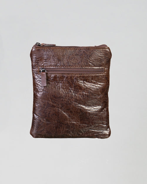 Thiago Bis - Borsello da Uomo in Vera Pelle Testa di Moro Martellata