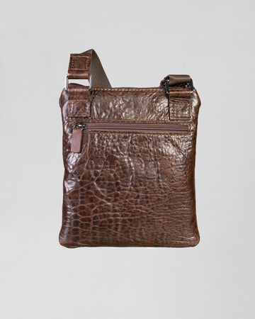 Thiago Bis - Borsello da Uomo in Vera Pelle Testa di Moro Martellata