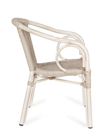 Sedia "Cala" struttura in alluminio con braccioli per interni ed esterni