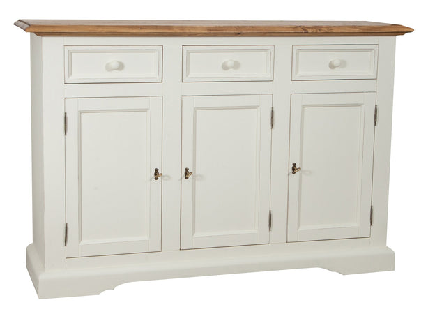 Biscottini Credenza Biscottini Shabby Country Chic Legno Massello Tiglio Bianco Anticato