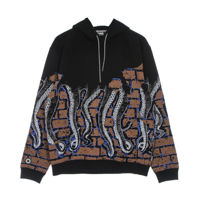 OCTOPUS Felpa Leggera Cappuccio Uomo Bricks Hoodie Black da uomo