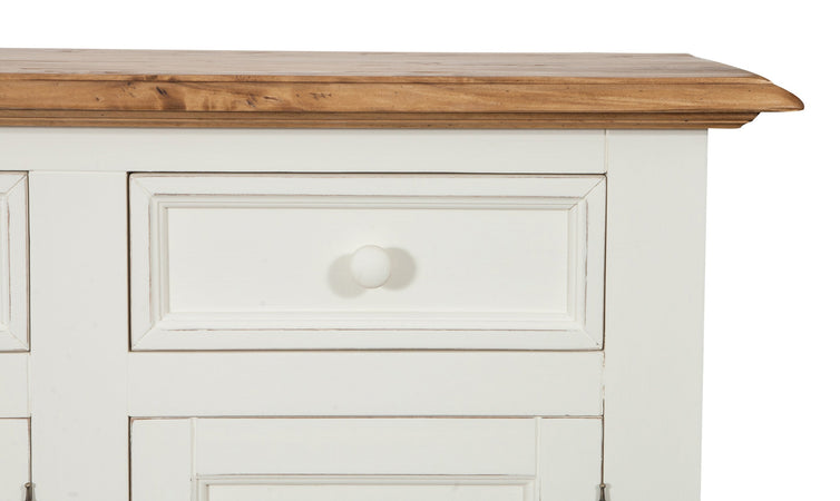 Biscottini Credenza Biscottini Shabby Country Chic Legno Massello Tiglio Bianco Anticato