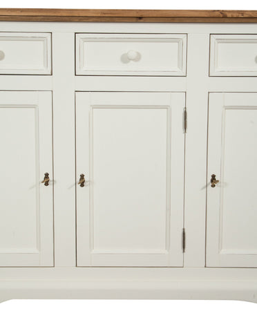 Biscottini Credenza Biscottini Shabby Country Chic Legno Massello Tiglio Bianco Anticato