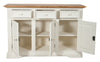Biscottini Credenza Biscottini Shabby Country Chic Legno Massello Tiglio Bianco Anticato