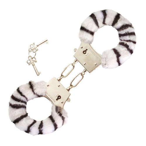 Manette in metallo a sgancio rapido con due chiavi e con pelo zebrato