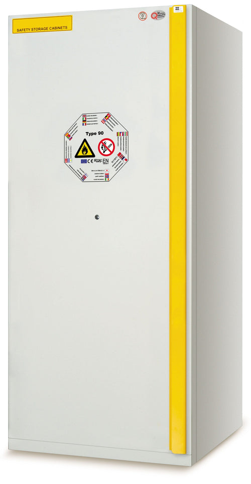 Armadio di sicurezza certificato contro il fuoco 90 minuti EN 14470-1 per prodotti liquidi e solidi infiammabili cm. 90x60x195h
