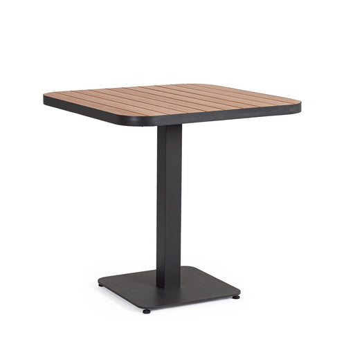 Tavolo Belmar struttura in alluminio verniciato a polvere piano effetto legno per arredo casa