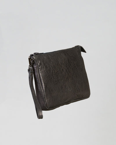 Lia - Borsello in vera pelle Martellata Nero