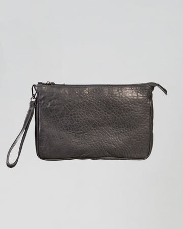 Lia - Borsello in vera pelle Martellata Nero