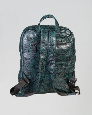 Isotta - Zaino da donna in vera pelle con Stampa Fantasia Verde