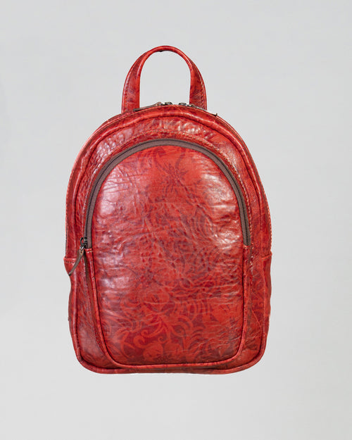 Glenda - Zaino Rosso in Pelle Stampata