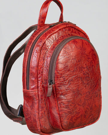 Glenda - Zaino Rosso in Pelle Stampata